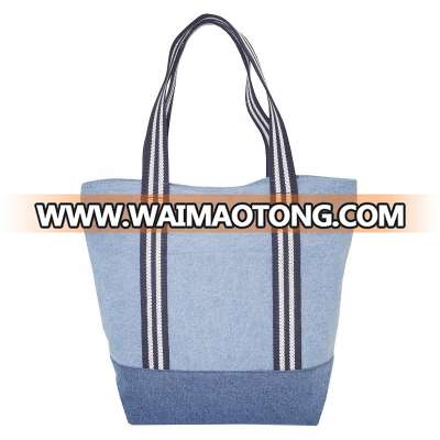 New Trendy Good Quality Web Handle With Lining 12 Oz Denim Tote Bag